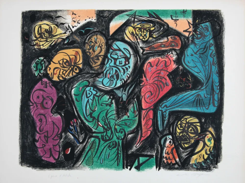 リトグラフ Masson - Astres et visages