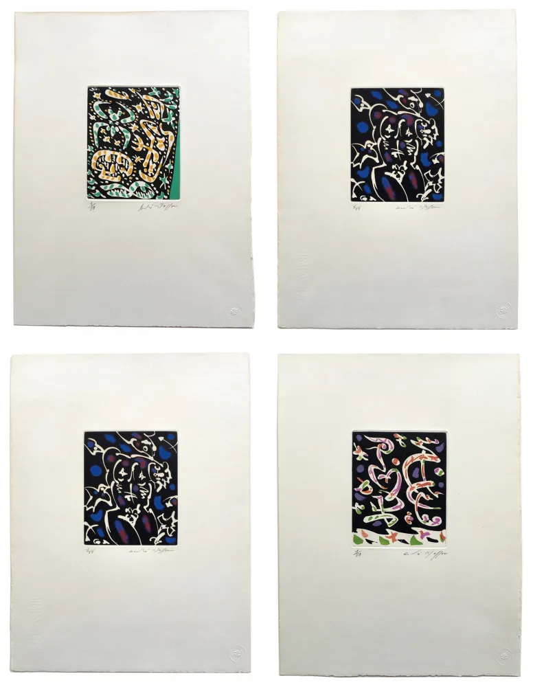 エッチングと　アクチアント Masson - Desnos: MINES DE RIEN. SUITE COMPLÈTE SIGNÉE À GRANDES MARGES (1957).