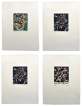 エッチングと　アクチアント Masson - Desnos: MINES DE RIEN. SUITE COMPLÈTE SIGNÉE À GRANDES MARGES (1957).