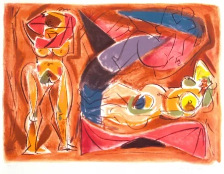 リトグラフ Masson - Figure rouge