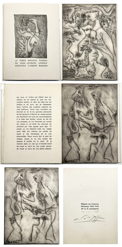 挿絵入り本 Masson - J.J Lévêque. LE TEMPS RÉFLÉCHI. Gravures d'André Masson. PAB 1964