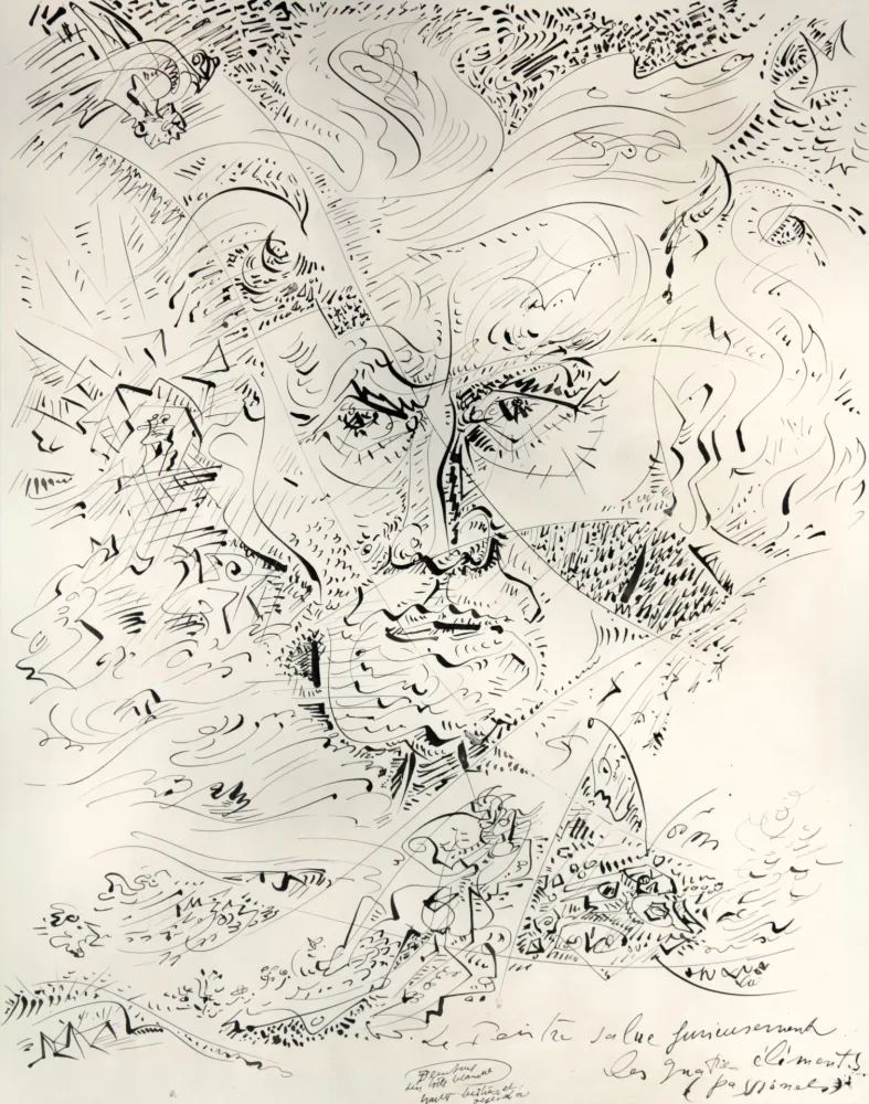 技術的なありません Masson - Le peintre salue furieusement les quatre éléments passionnels