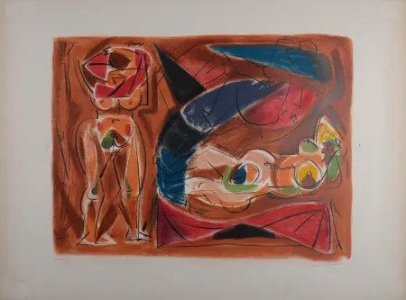 リトグラフ Masson - Odalisque, vers 1960 - Hand-signed