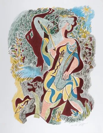 リトグラフ Masson - Sonnets de Louise Labé #4, 1972, Hand signed!