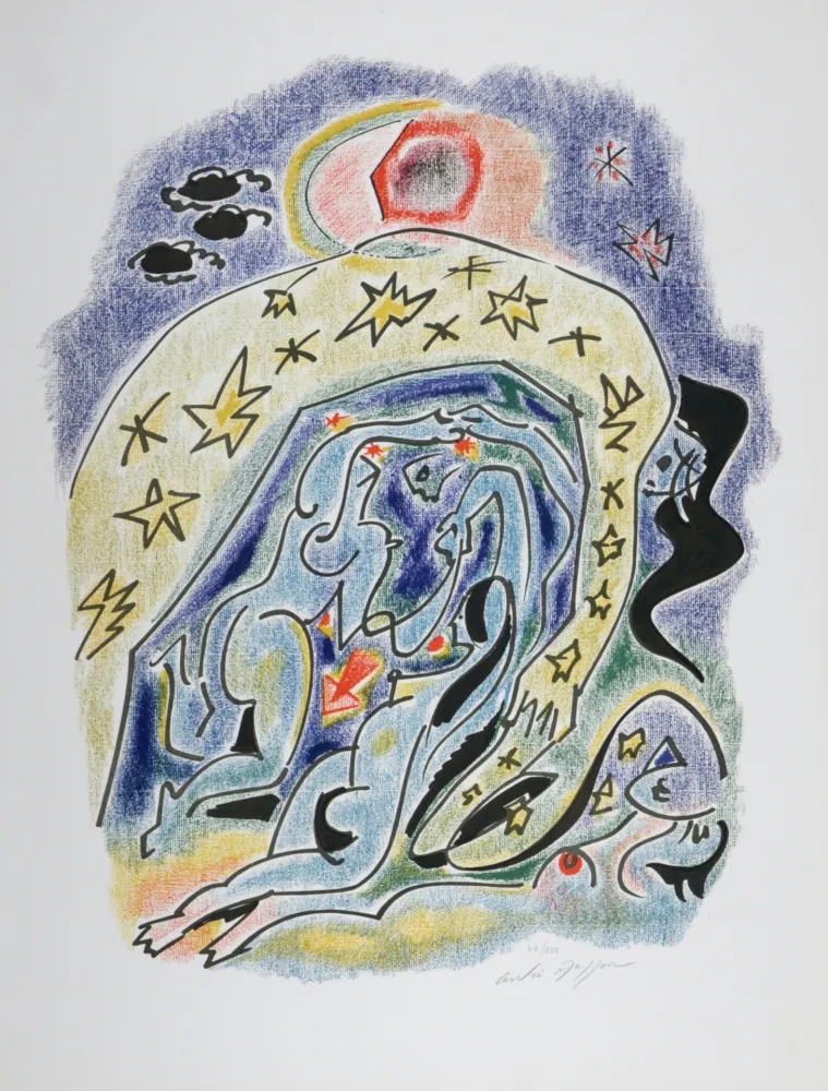 リトグラフ Masson - Sonnets de Louise Labé #8, 1972 - Hand signed!