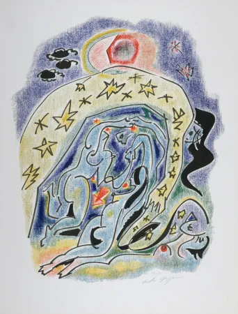 リトグラフ Masson - Sonnets de Louise Labé #8, 1972 - Hand signed!