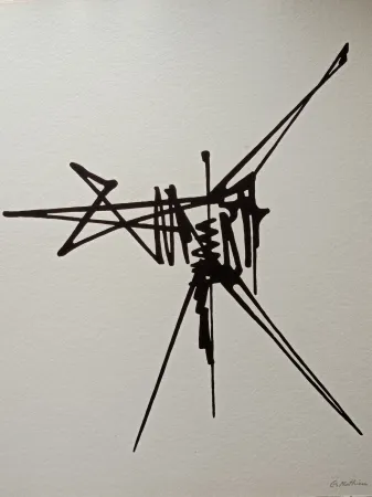 リトグラフ Mathieu - Georges Mathieu (1921-2012) - Abstract conposition - Beautiful hand signed lithograph on thick japan paper, hand signed 