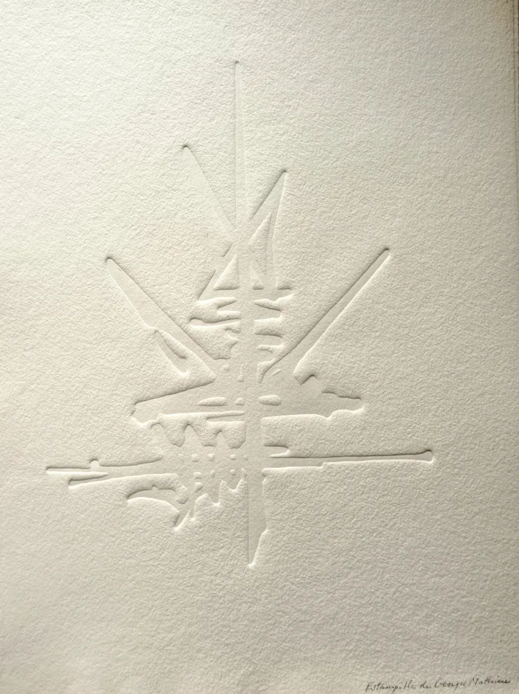 技術的なありません Mathieu - Georges Mathieu (1921-2012) - Composition abstraite2, Estampille signee a la main 