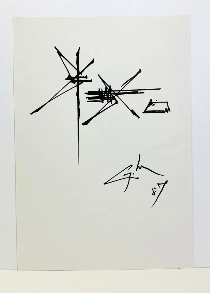 技術的なありません Mathieu - Georges Mathieu (1921-2012). Dessin à l'encre. 1987. 