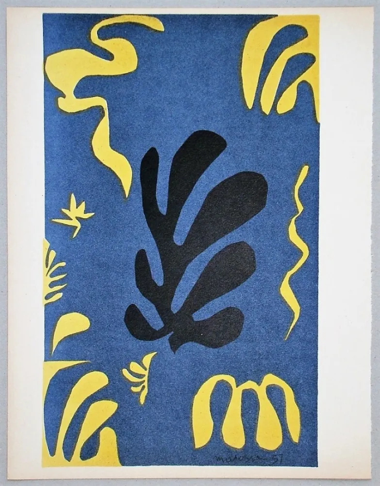 リトグラフ Matisse - Composition fond bleu, 1951