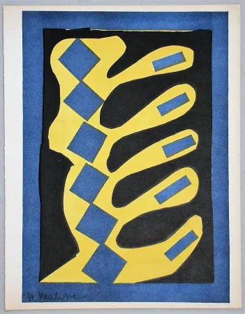 リトグラフ Matisse - Composition jaune, bleu et noire, 1947