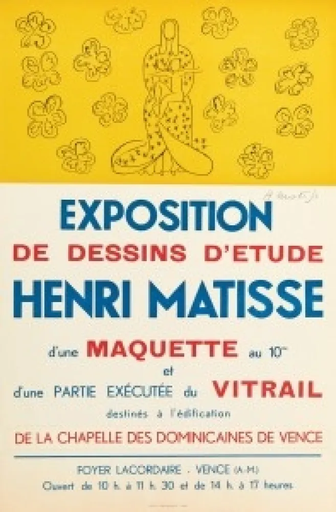 リトグラフ Matisse - Exposition de dessins d'étude ,Vence 