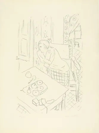 リトグラフ Matisse - Figure dans un intérieur