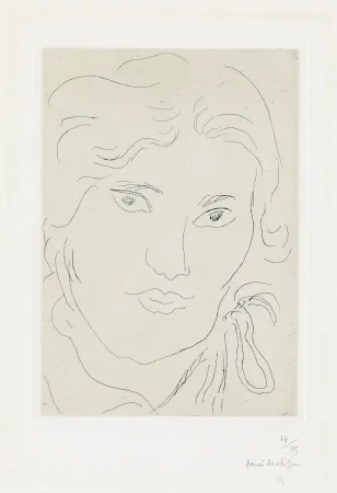 彫版 Matisse - Jeune fille de face, flot de ruban sur l'épaule gauche