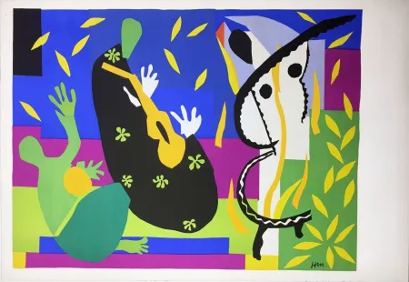 リトグラフ Matisse - LA TRISTESSE DU ROI. Lithographie sur Arches (tirage original édité par Tériade, 1952)