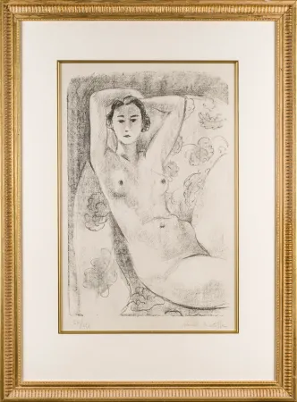 リトグラフ Matisse - Nu assis dans un fauteuil au décor fleuri
