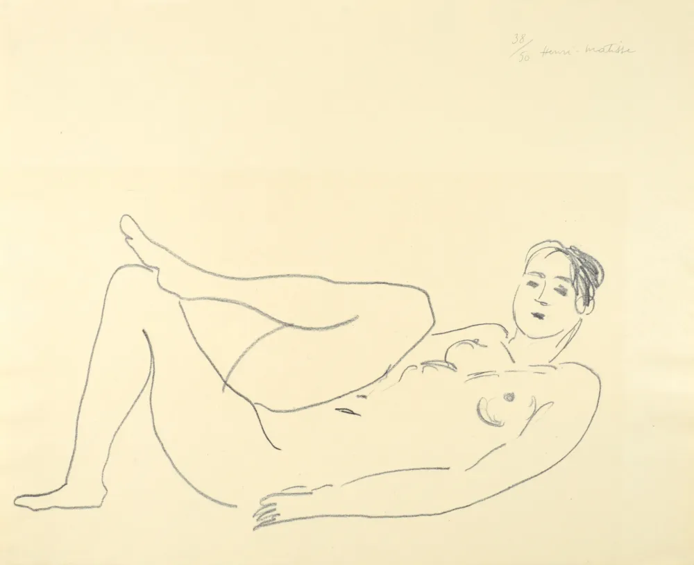 リトグラフ Matisse - Nu couché, jambe repliée - Étude de jambes