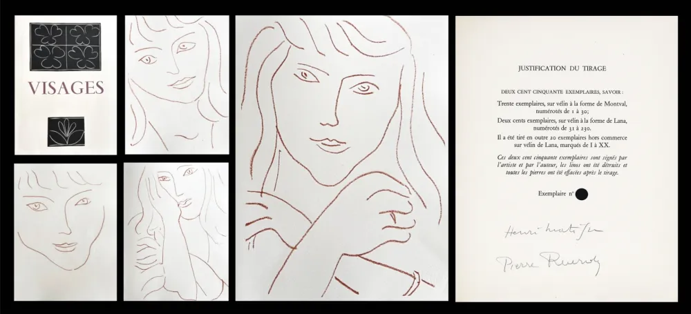 挿絵入り本 Matisse - P. Reverdy. VISAGES. 14 lithographies (1946)
