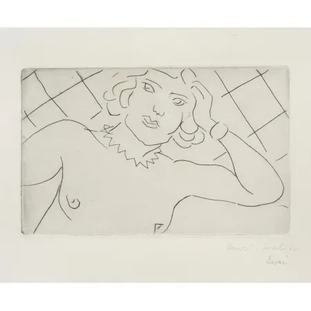 彫版 Matisse - Torse, fond à losanges 