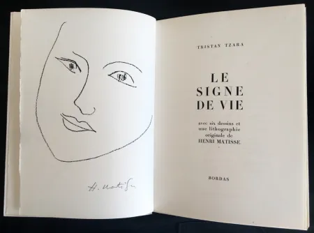 リトグラフ Matisse - Tristan Tzara : LE SIGNE DE VIE. Une lithographie originale signée d'Henri Matisse (1946)