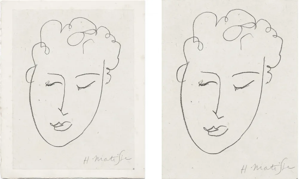 リトグラフ Matisse - VISAGE DE FEMME. Pour Jules Romains : Pierres Levées, poèmes. Paris 1948