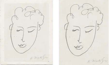 リトグラフ Matisse - VISAGE DE FEMME. Pour Jules Romains : Pierres Levées, poèmes. Paris 1948