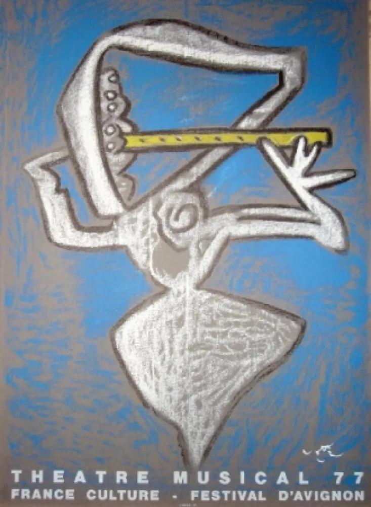 リトグラフ Matta - Affiche pour le théâtre municipal musical, France culture, Festival d'Avignon.