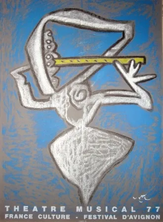 リトグラフ Matta - Affiche pour le théâtre municipal musical, France culture, Festival d'Avignon.