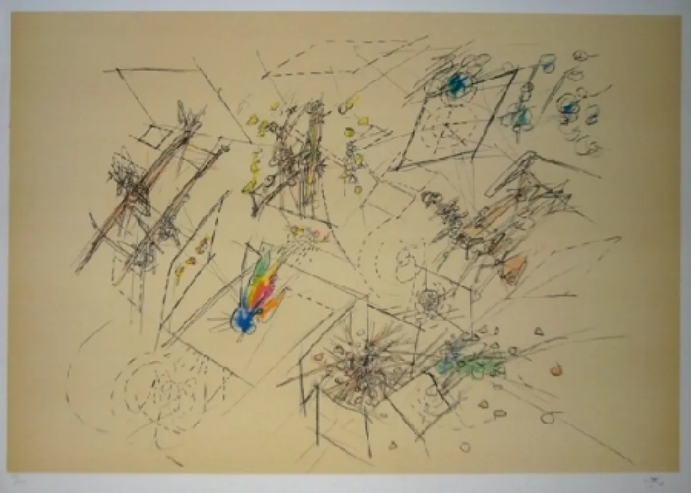 リトグラフ Matta - Le doute des trois mondes