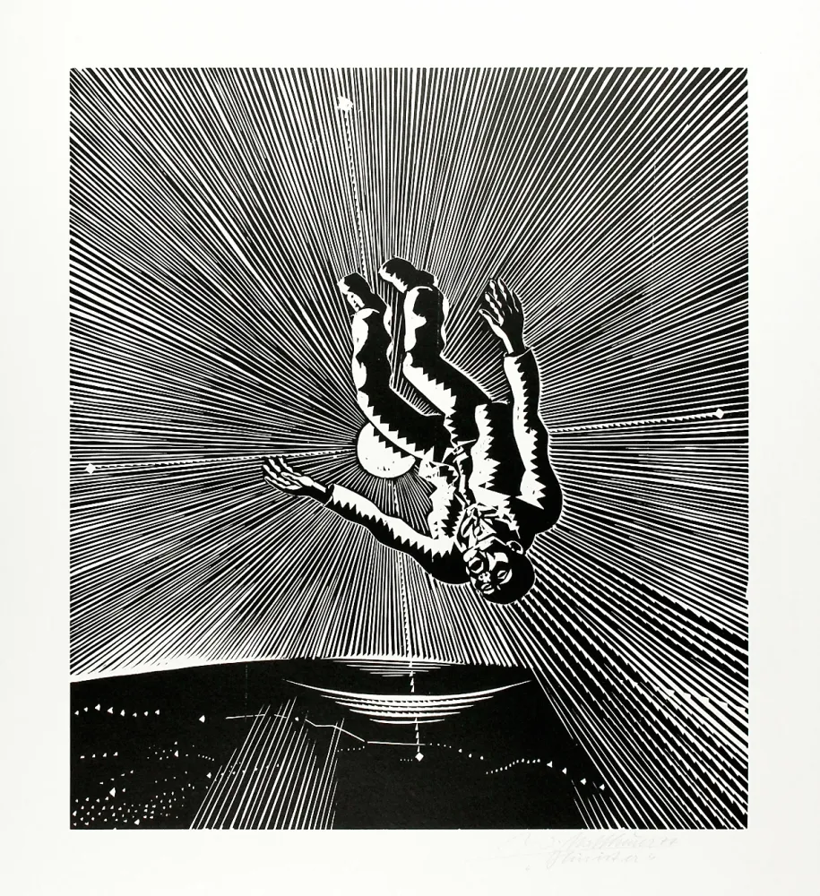 木版 Mattheuer - Hin ist er (He’s gone)