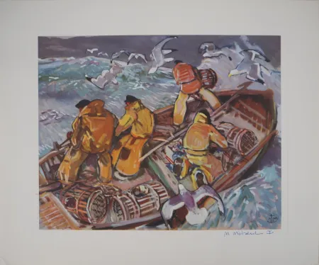 輪転グラビア印刷 Méheut - Bretagne : La relève des casiers dans la tempête