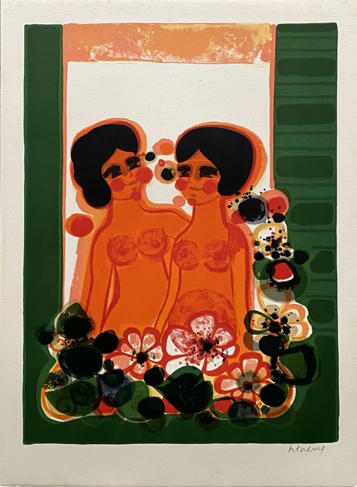 リトグラフ Menguy - Au balcon