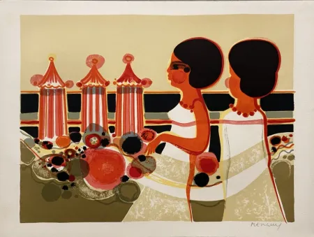 リトグラフ Menguy - La plage II