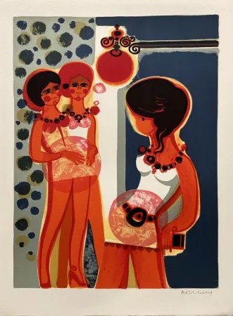 リトグラフ Menguy - Les filles