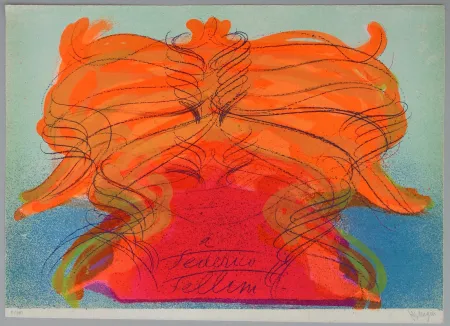 リトグラフ Messagier - Hommage a Fellini