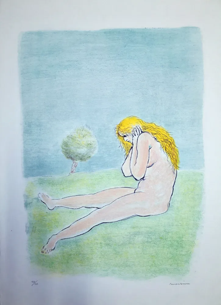 リトグラフ Messina - Donna seduta