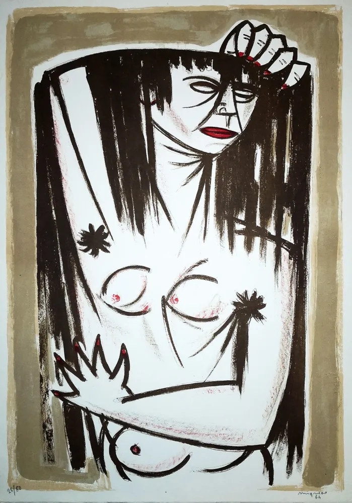 リトグラフ Migneco - Donna