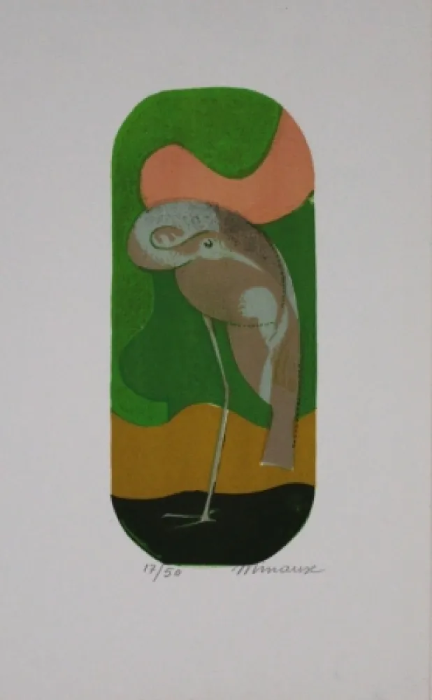 リトグラフ Minaux - L'échassier / Wading Bird