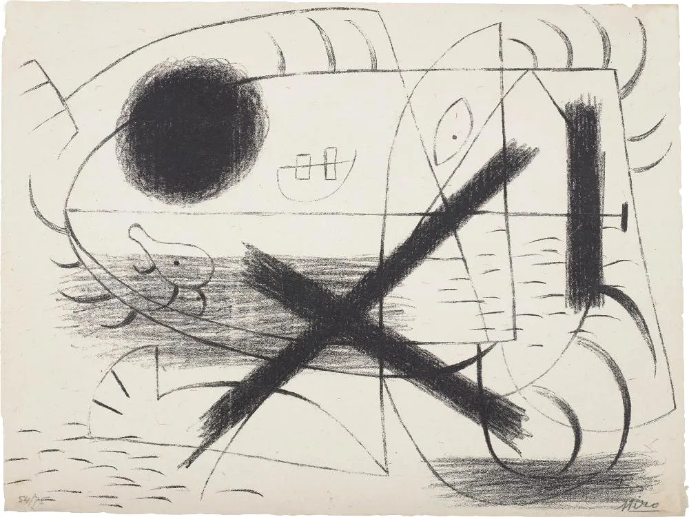 リトグラフ Miró - 1 (First Lithographic piece ever known)