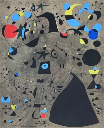 ステンシル Miró (After) - Femme dans la nuit (Constellations) 