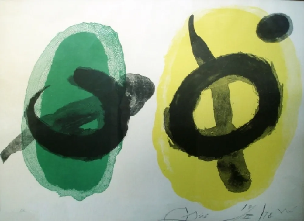 リトグラフ Miró - Amarillo y verde (Jaune et vert)