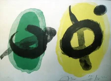 リトグラフ Miró - Amarillo y verde (Jaune et vert)