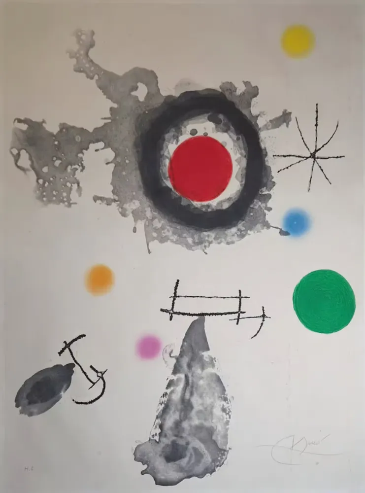 エッチングと　アクチアント Miró - Astre et Fumée (Star and Smoke)