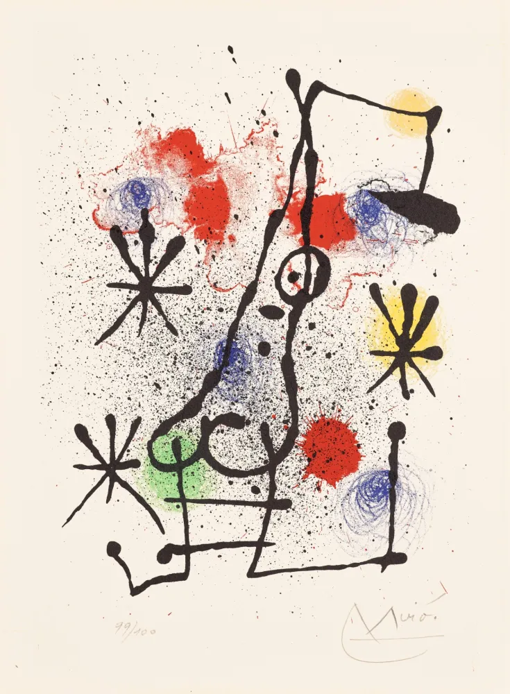 リトグラフ Miró - Au portail couvert de neige (At the Snow-Covered Gate)