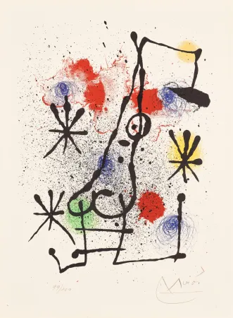 リトグラフ Miró - Au portail couvert de neige (At the Snow-Covered Gate)