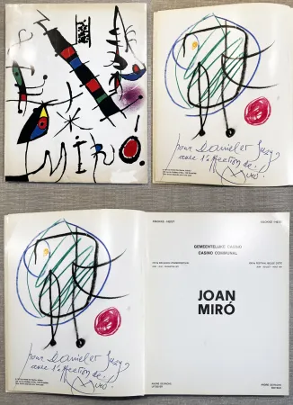 挿絵入り本 Miró - DESSIN ORIGINAL EN COULEURS SIGNÉ DÉDICACÉ (Knokke Heist 1971)