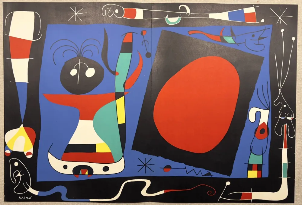 リトグラフ Miró - FEMME AU MIROIR. Lithographie originale de 1956