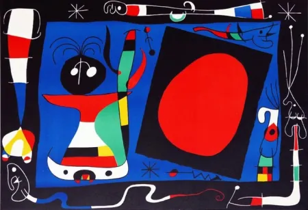 リトグラフ Miró - Femme au Miroir / Woman at the Mirror