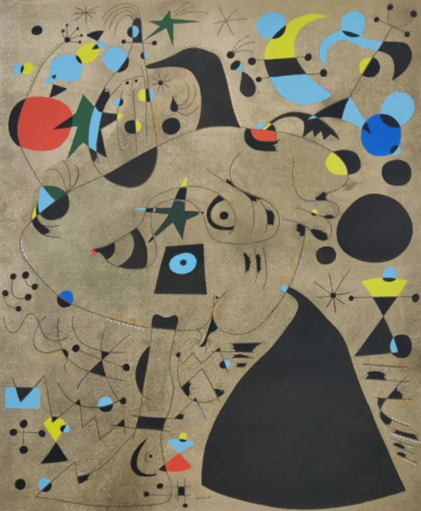リトグラフ Miró - Femme dans la nuit, Plate IX