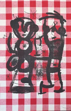 リトグラフ Miró - Joan Miró (1893-1983) - Les campagnards - Colour lithograph on canvas on paper - 1969